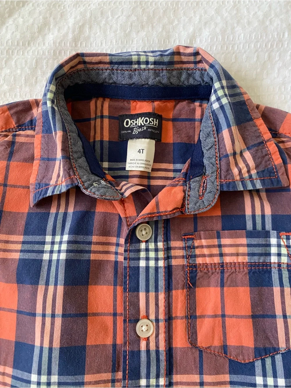 Gymboree Orange and Navy Plaid Button-Down Shirt